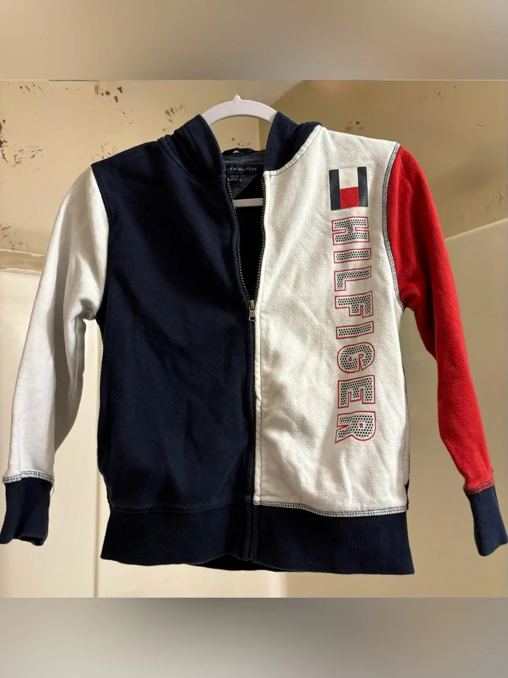 Tommy Hilfiger Kids Colorblock Navy White & Red Zip Hoodie